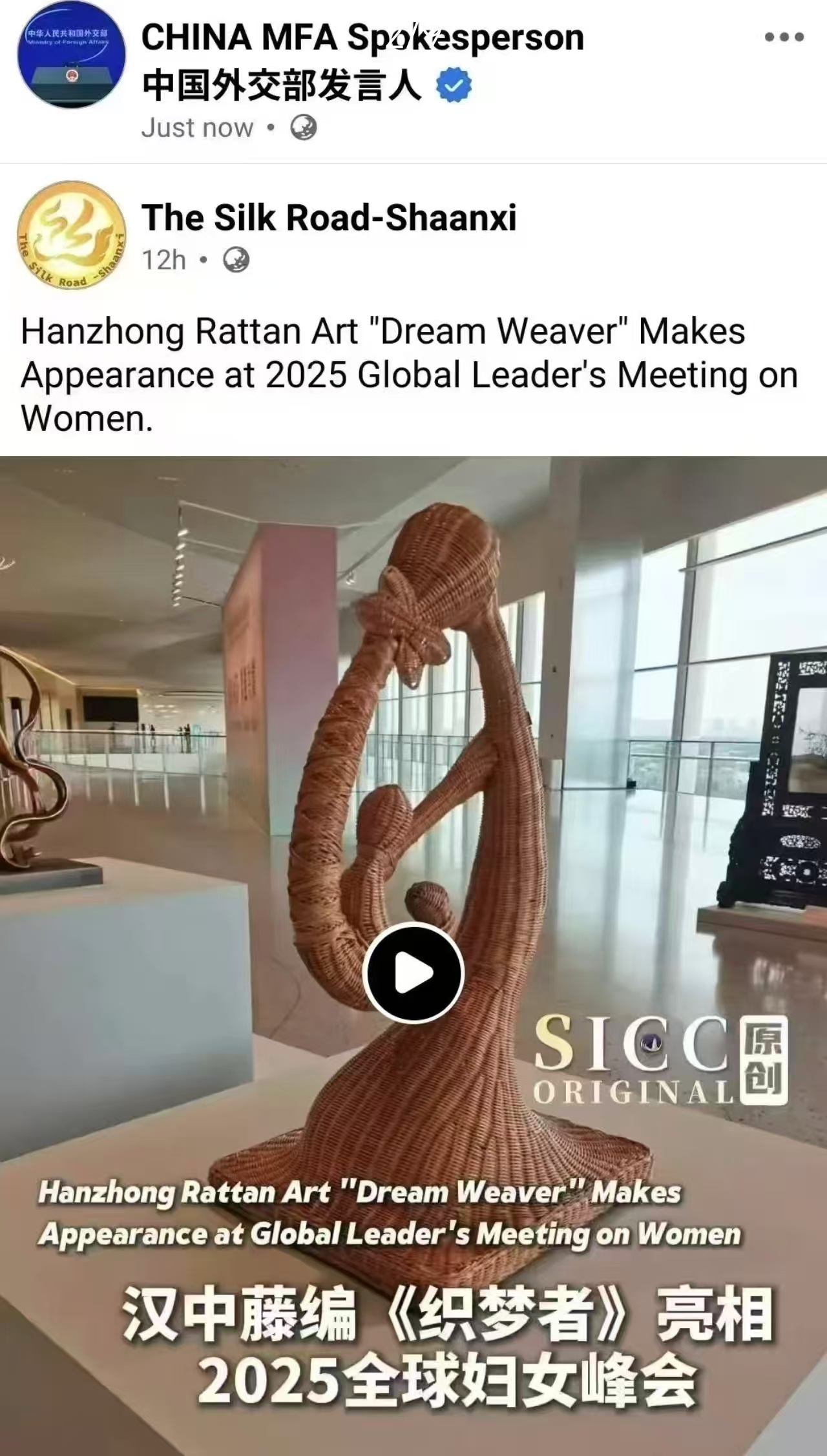 外交部转发！汉中藤编亮相全...